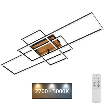 Brilo - LED-himmennyskattokruunu FRAME LED/51W/230V 2700-5000K musta/ruskea + kauko-ohjaus
