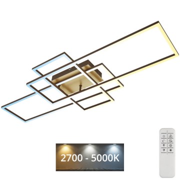Brilo - LED-himmennyskattokruunu FRAME LED/51W/230V 2700-5000K ruskea/kulta + kauko-ohjaus