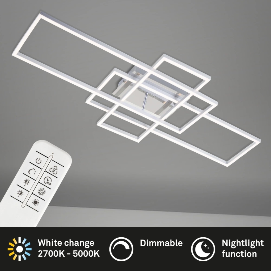 Brilo - LED-himmennyskattokruunu FRAME LED/51W/230V 2700-5000K mattakromi + kauko-ohjaus