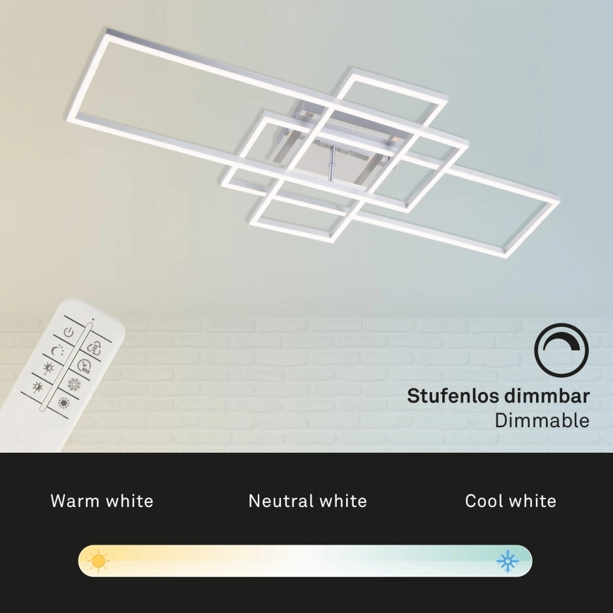 Brilo - LED-himmennyskattokruunu FRAME LED/51W/230V 2700-5000K mattakromi + kauko-ohjaus