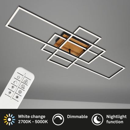 Brilo - LED-himmennyskattokruunu FRAME LED/51W/230V 2700-5000K musta/ruskea + kauko-ohjaus