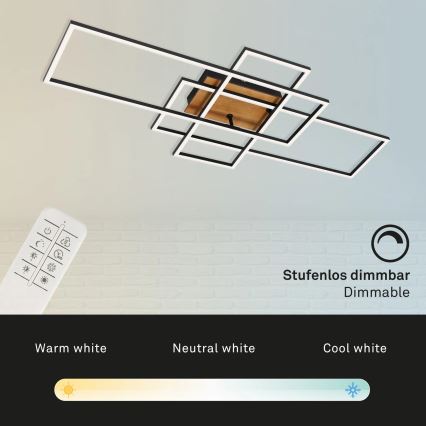 Brilo - LED-himmennyskattokruunu FRAME LED/51W/230V 2700-5000K musta/ruskea + kauko-ohjaus