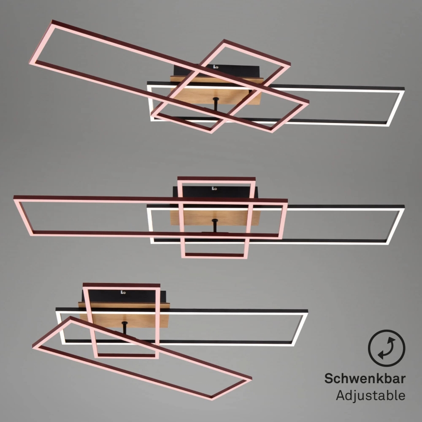 Brilo - LED-himmennyskattokruunu FRAME LED/51W/230V 2700-5000K musta/ruskea + kauko-ohjaus