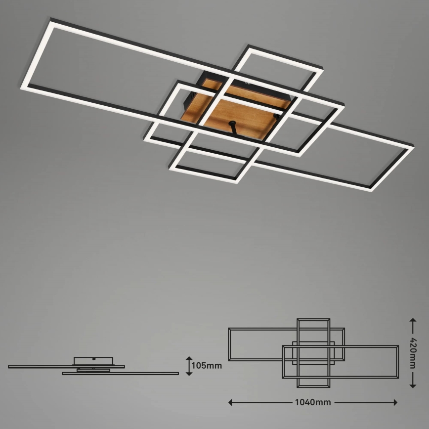 Brilo - LED-himmennyskattokruunu FRAME LED/51W/230V 2700-5000K musta/ruskea + kauko-ohjaus