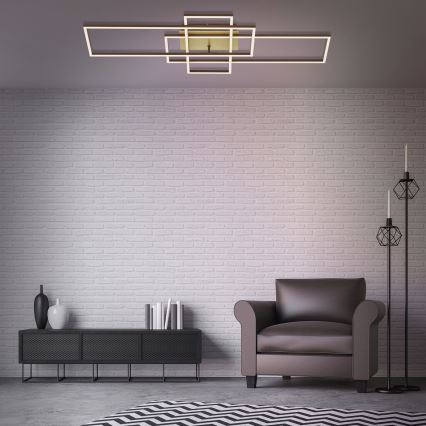 Brilo - LED-himmennyskattokruunu FRAME LED/51W/230V 2700-5000K ruskea/kulta + kauko-ohjaus