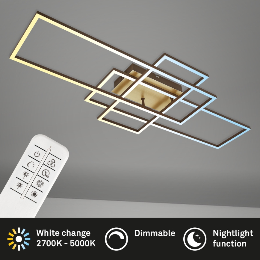Brilo - LED-himmennyskattokruunu FRAME LED/51W/230V 2700-5000K ruskea/kulta + kauko-ohjaus
