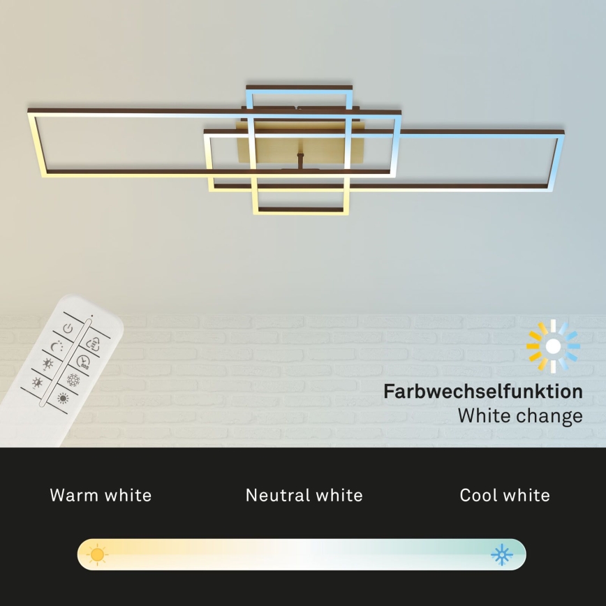 Brilo - LED-himmennyskattokruunu FRAME LED/51W/230V 2700-5000K ruskea/kulta + kauko-ohjaus