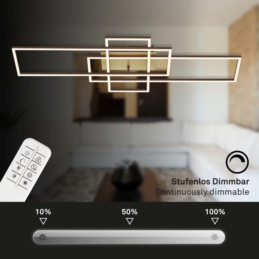 Brilo - LED-himmennyskattokruunu FRAME LED/51W/230V 2700-5000K ruskea/kulta + kauko-ohjaus