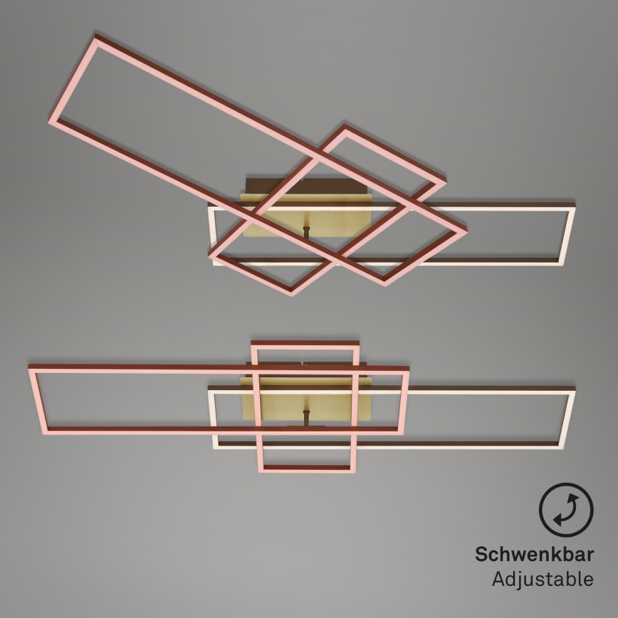 Brilo - LED-himmennyskattokruunu FRAME LED/51W/230V 2700-5000K ruskea/kulta + kauko-ohjaus