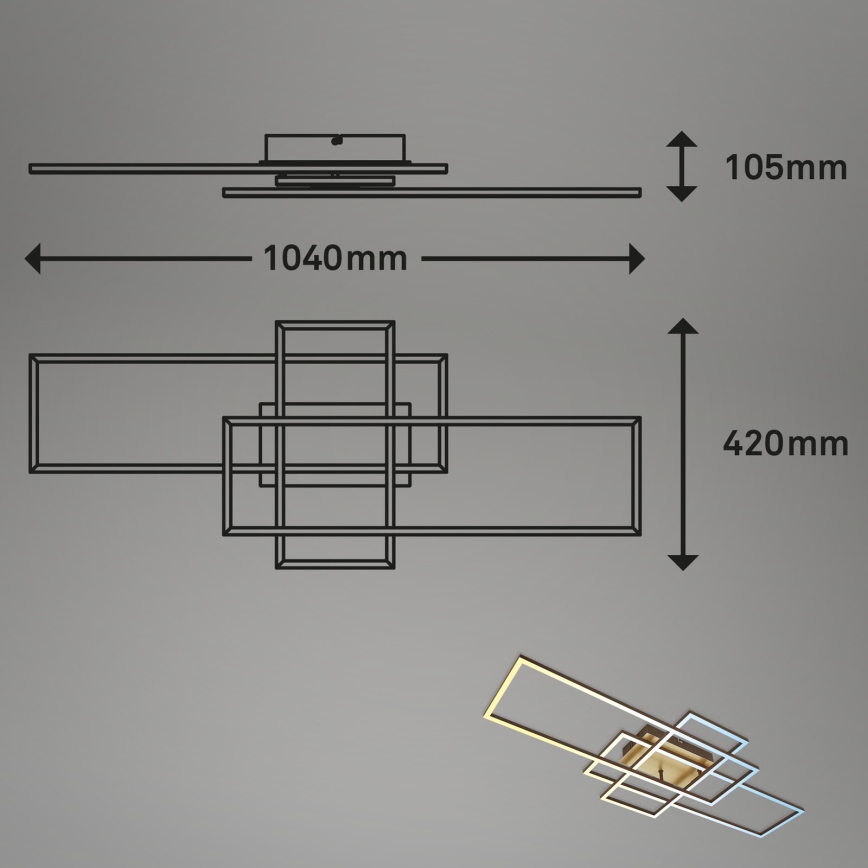 Brilo - LED-himmennyskattokruunu FRAME LED/51W/230V 2700-5000K ruskea/kulta + kauko-ohjaus