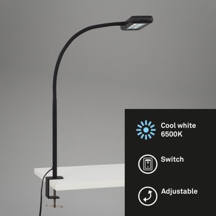 Brilo - LED Joustava pöytävalaisin klipsillä TRASNA LED/7,5W/230V musta