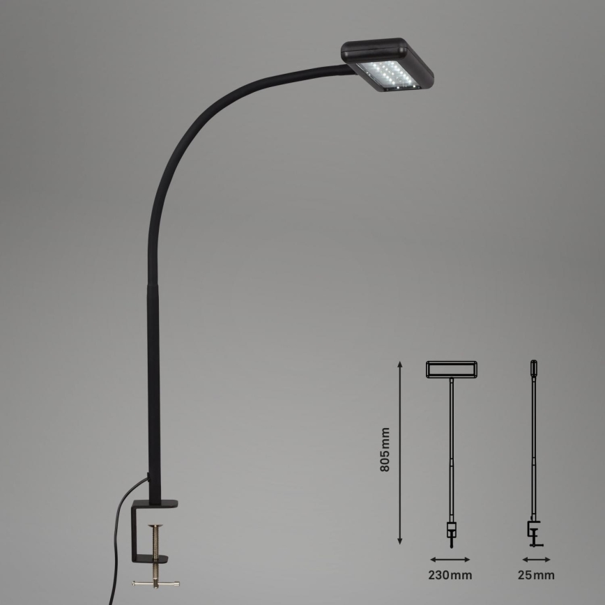 Brilo - LED Joustava pöytävalaisin klipsillä TRASNA LED/7,5W/230V musta