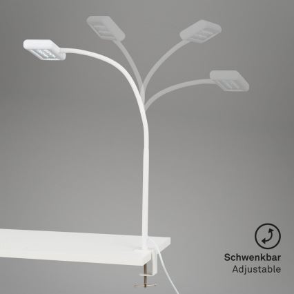 Brilo - LED Joustava pöytävalaisin klipsillä TRASNA LED/7,5W/230V valkoinen