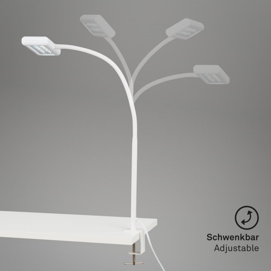 Brilo - LED Joustava pöytävalaisin klipsillä TRASNA LED/7,5W/230V valkoinen