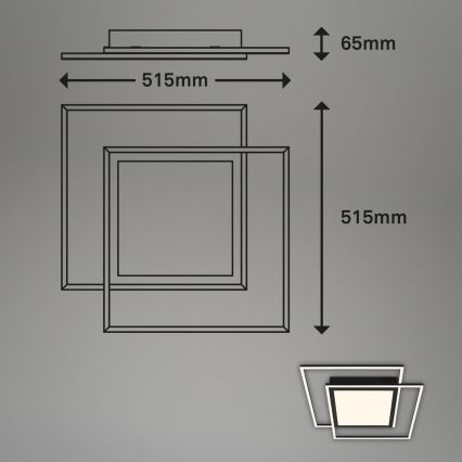 Brilo - LED kattovalaisin 2xLED/16W/230V + LED/19W 51,5x51,5 cm musta