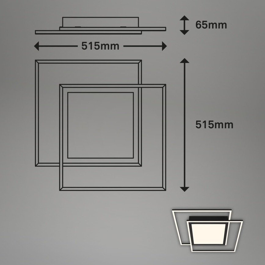 Brilo - LED kattovalaisin 2xLED/16W/230V + LED/19W 51,5x51,5 cm musta