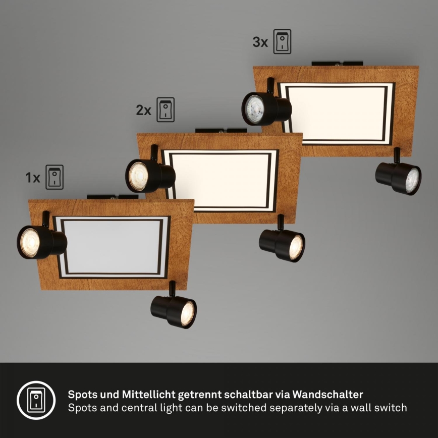 Brilo - LED-kattovalaisin LED/12W/230V + 2xGU10/9W 3000K