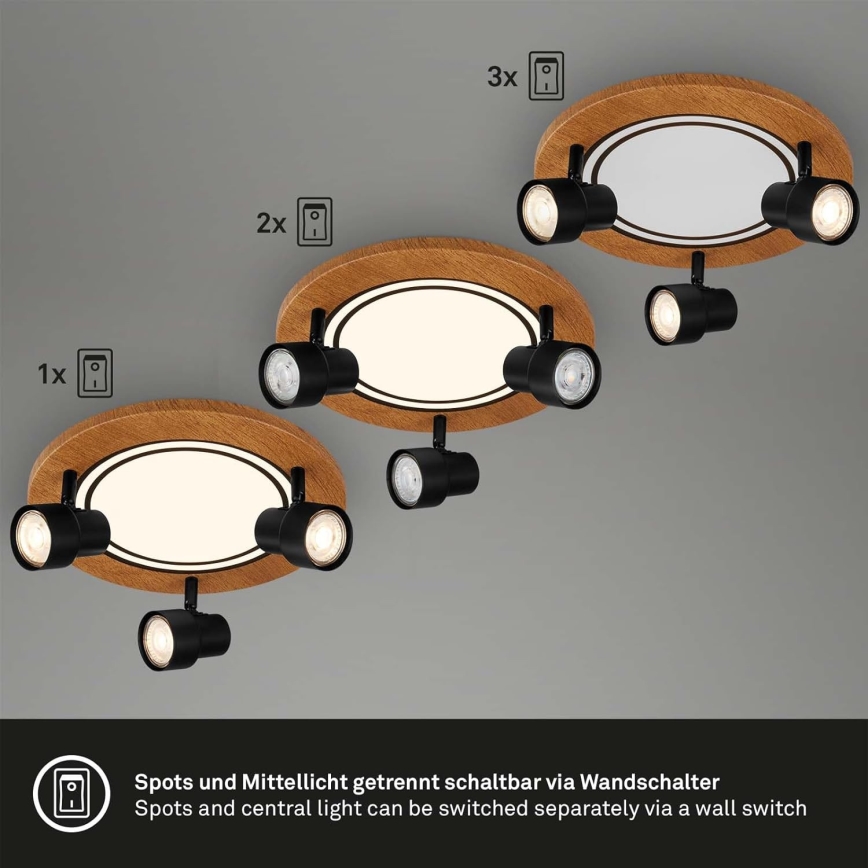 Brilo - LED-kattovalaisin LED/12W/230V + 3xGU10/9W 3000K
