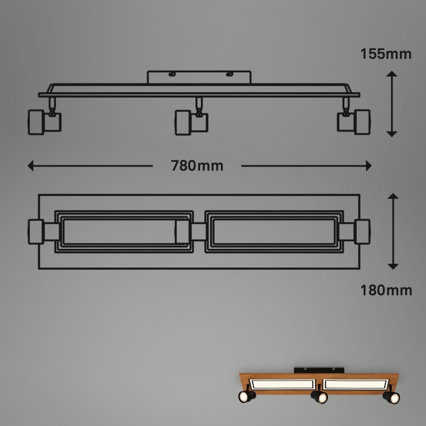 Brilo - LED-kattovalaisin LED/24W/230V + 3xGU10/9W 3000K