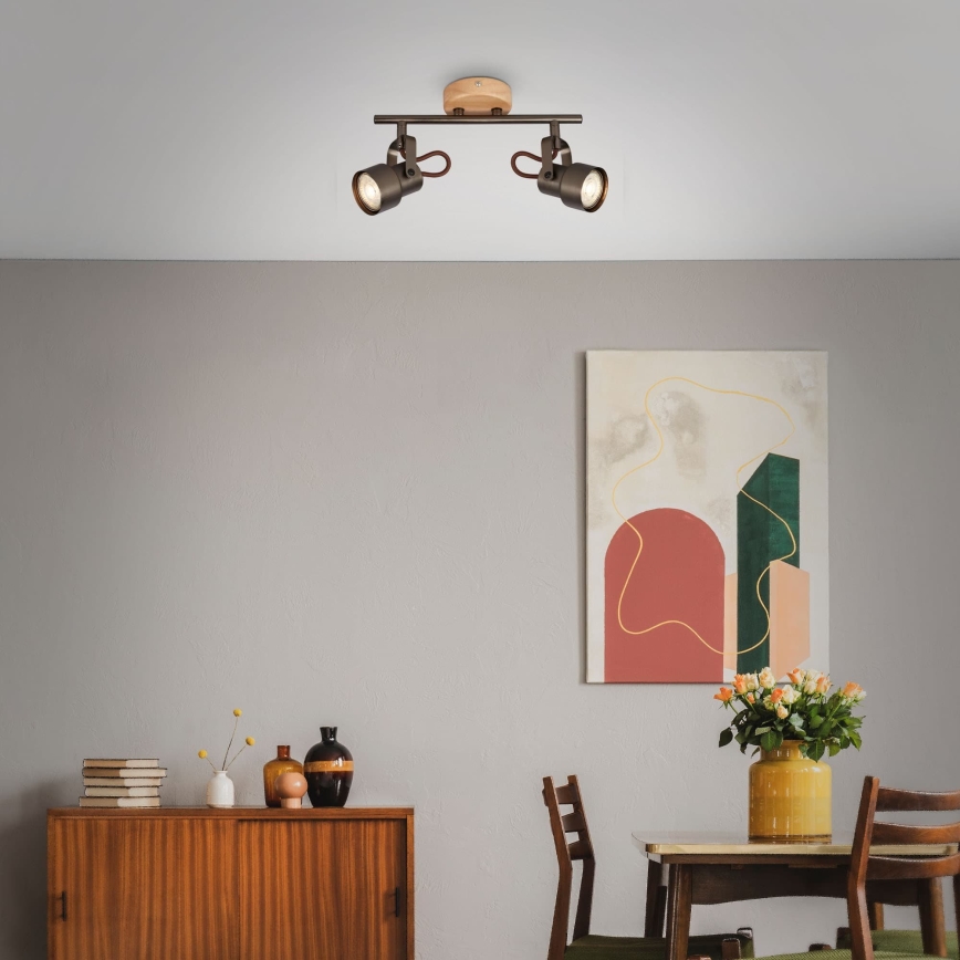 Brilo - LED-kohdevalaisin TAHUN 2xGU10/5W/230V ruskea