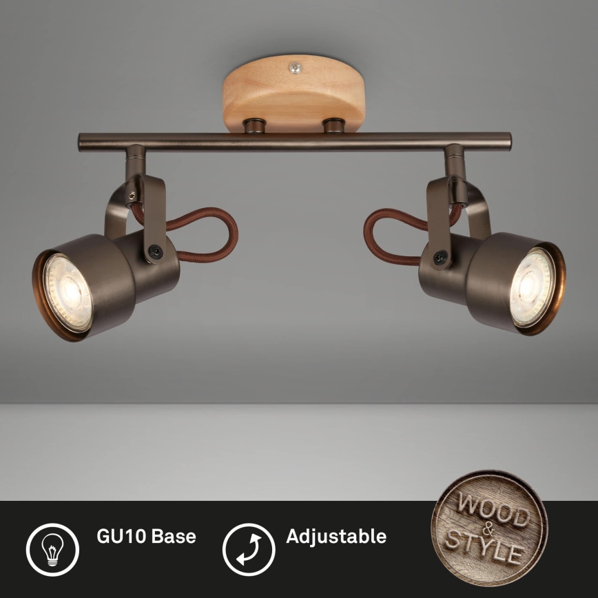 Brilo - LED-kohdevalaisin TAHUN 2xGU10/5W/230V ruskea
