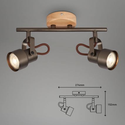 Brilo - LED-kohdevalaisin TAHUN 2xGU10/5W/230V ruskea