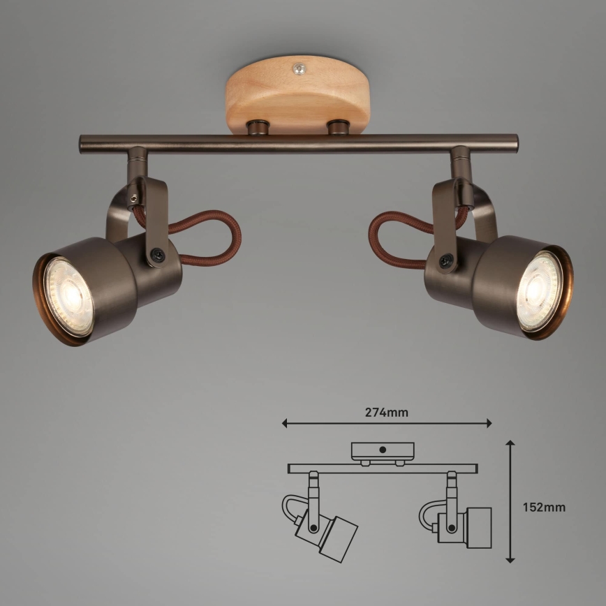 Brilo - LED-kohdevalaisin TAHUN 2xGU10/5W/230V ruskea