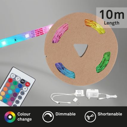 Brilo - LED RGB Himmennettävä nauha 11,5m LED/24W/230V + kauko-ohjaus