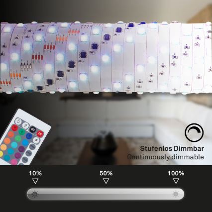 Brilo - LED RGB Himmennettävä nauha 11,5m LED/24W/230V + kauko-ohjaus
