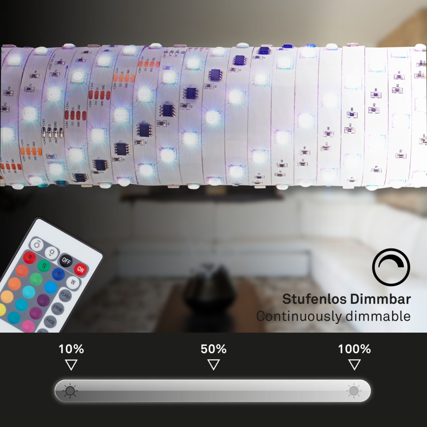 Brilo - LED RGB Himmennettävä nauha 11,5m LED/24W/230V + kauko-ohjaus