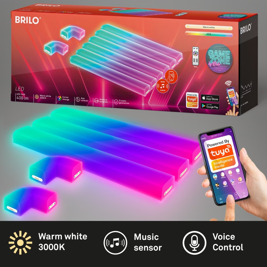 Brilo - LED RGBIC Himmennysvalo kisko Älykäs LED/24W/230V Wi-Fi Tuya