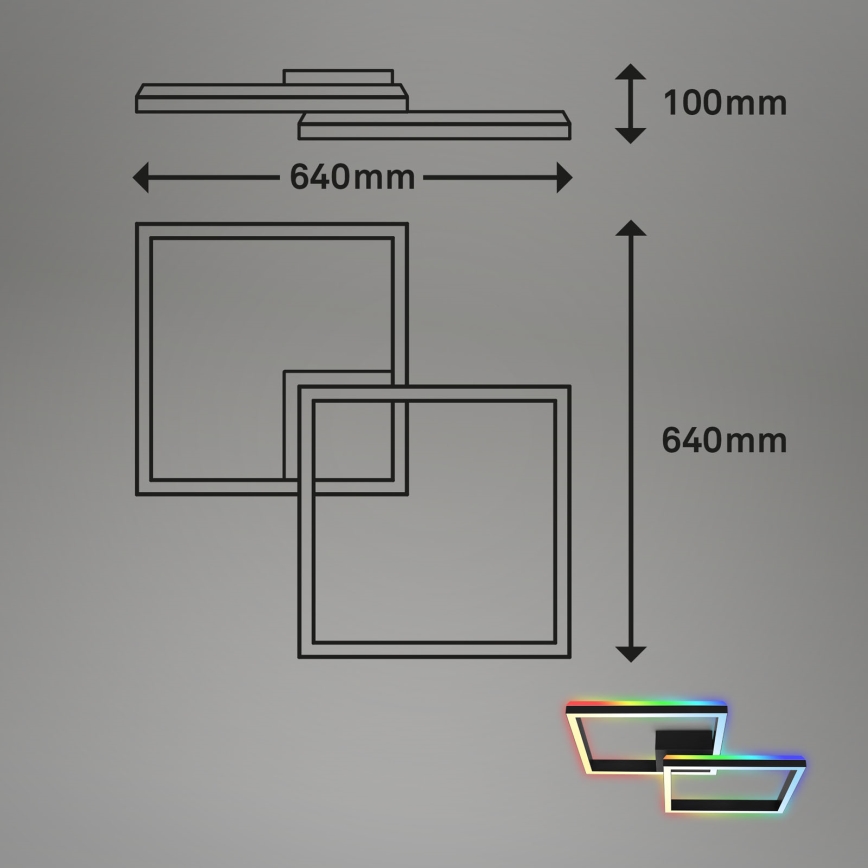 Brilo - LED RGBW Himmennettävä kiinteä kattokruunu FRAME 2xLED/17W/230V 2700-6500K + kauko-ohjaus