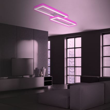Brilo - LED RGBW Himmennettävä kiinteä kattokruunu FRAME 2xLED/21W/230V 2700-6500K + kauko-ohjaus