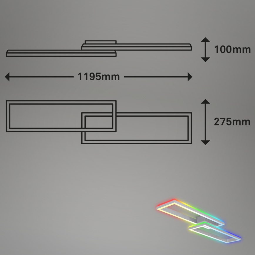 Brilo - LED RGBW Himmennettävä kiinteä kattokruunu FRAME 2xLED/21W/230V 2700-6500K + kauko-ohjaus