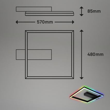 Brilo - LED RGBW Himmennettävä kiinteä kattokruunu FRAME LED/18W/230V 2700-6500K + kauko-ohjaus