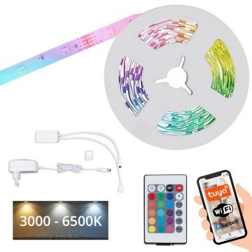 Brilo - LED RGBW Himmennettävä nauha 6,5m LED/15W/230V Wi-Fi Tuya + kauko-ohjaus
