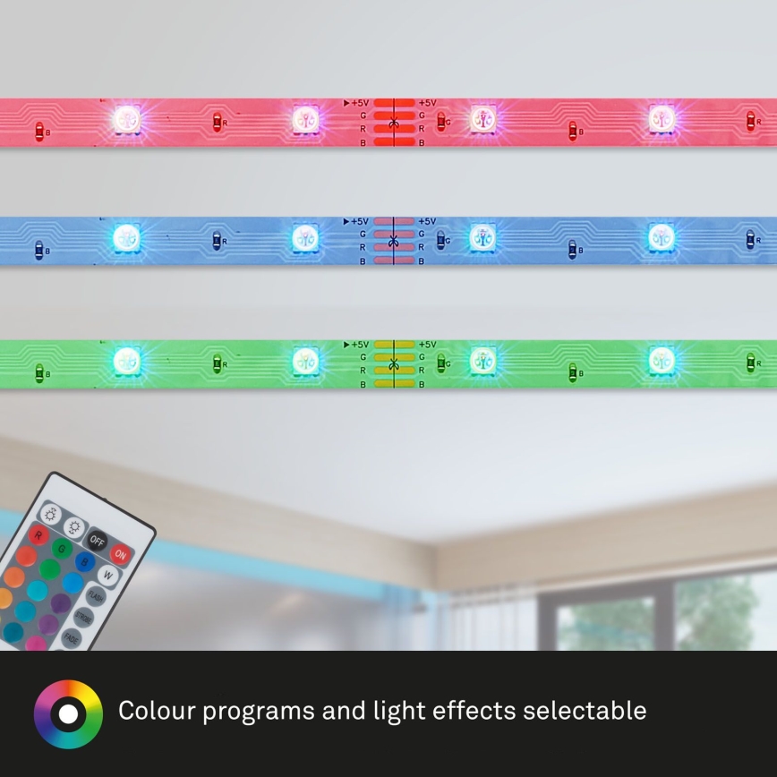 Brilo - LED RGBW Himmennettävä nauha 6,5m LED/18W/230V Wi-Fi Tuya + kauko-ohjaus
