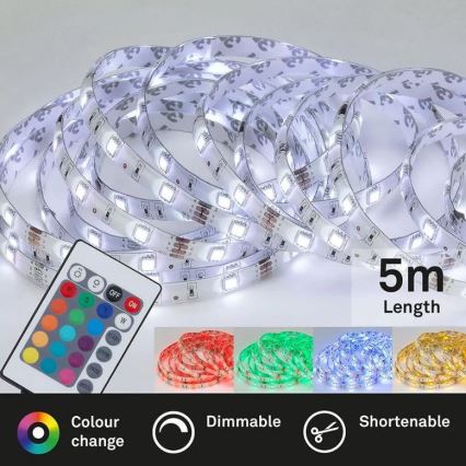 Brilo - LED RGBW Himmennettävä nauha 6,5m LED/22W/230V + kauko-ohjaus