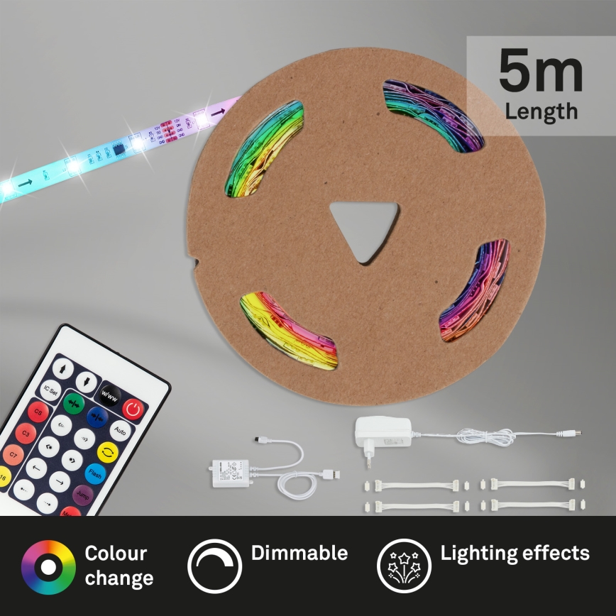 Brilo - LED RGBW Himmennettävä nauha 6,5m LED/24W/230V + kauko-ohjaus