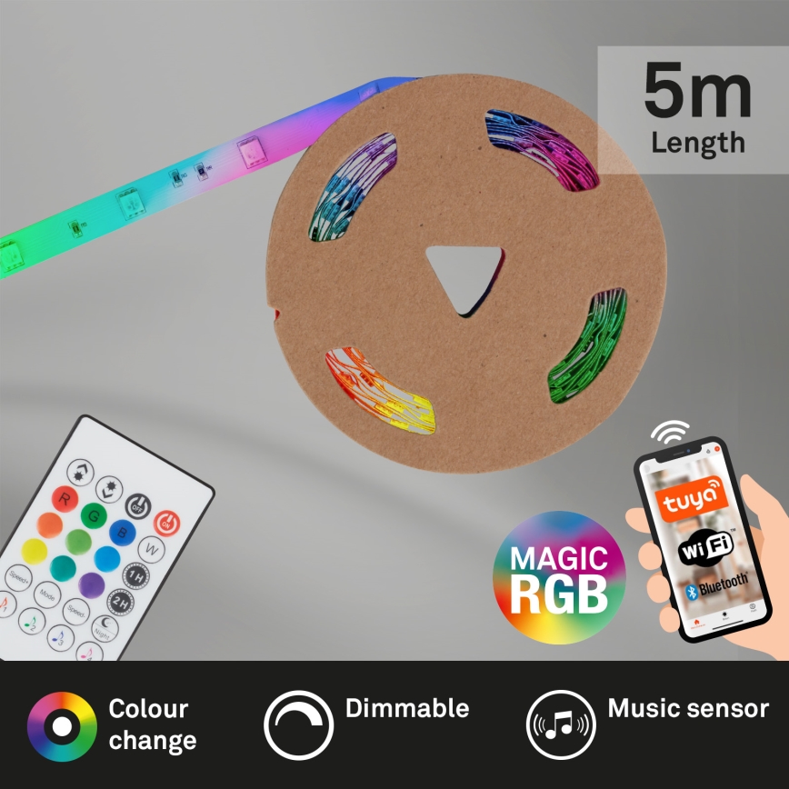Brilo - LED RGBW Himmennettävä nauha MUSIC 6,65m LED/18W/230V Wi-Fi Tuya + kauko-ohjaus