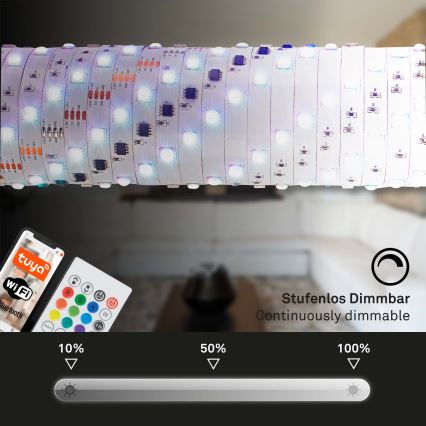 Brilo - LED RGBW Himmennettävä nauha MUSIC 6,65m LED/18W/230V Wi-Fi Tuya + kauko-ohjaus