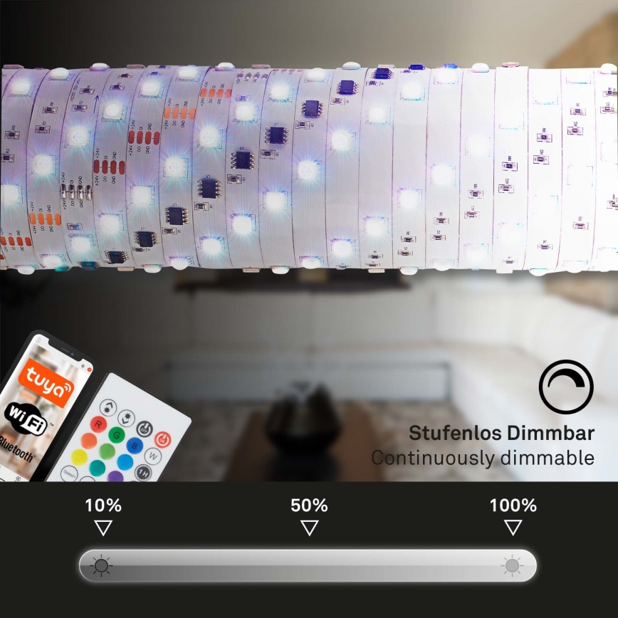 Brilo - LED RGBW Himmennettävä nauha MUSIC 6,65m LED/18W/230V Wi-Fi Tuya + kauko-ohjaus