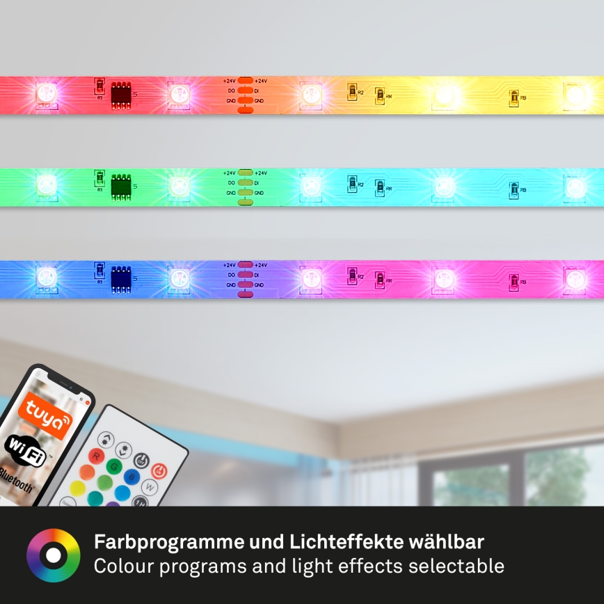 Brilo - LED RGBW Himmennettävä nauha MUSIC 6,65m LED/18W/230V Wi-Fi Tuya + kauko-ohjaus
