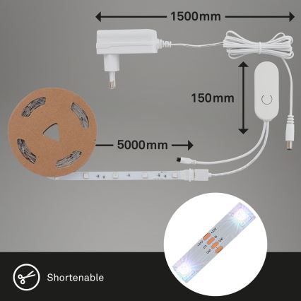 Brilo - LED RGBW Himmennettävä nauha MUSIC 6,65m LED/18W/230V Wi-Fi Tuya + kauko-ohjaus