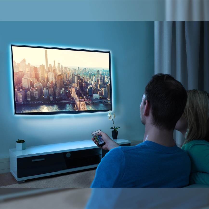 Brilo - LED RGBW Himmennettävä nauha halkaisija TV 3m LED/2,5W/USB + kauko-ohjaus