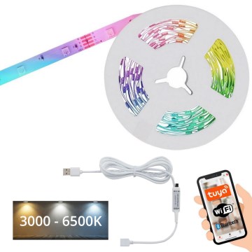 Brilo - LED RGBW Himmennettävä nauha MUSIC 6,6m LED/7,5W/USB Wi-Fi Tuya