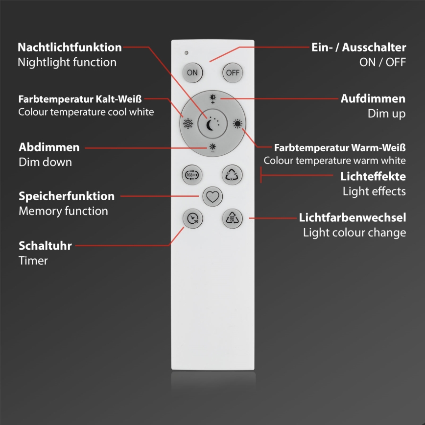 Brilo - LED RGBW Himmennettävä pöytävalaisin LED/9W/230V 3000-6500K Wi-Fi Tuya + kauko-ohjaus
