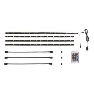 Brilo - LED RGBW himmennettävä TV-nauha 3m LED/2,5W/USB + kaukosäädin
