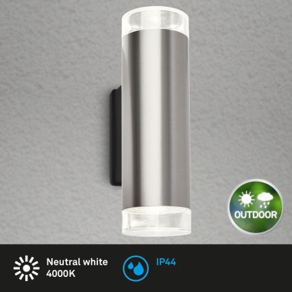Brilo - LED-ulkoseinävalaisin 2xGU10/4,7W/230V IP44 4000K mattakromi