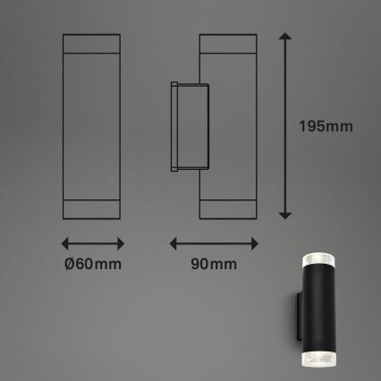 Brilo - LED-ulkoseinävalaisin 2xGU10/4,7W/230V IP44 4000K musta